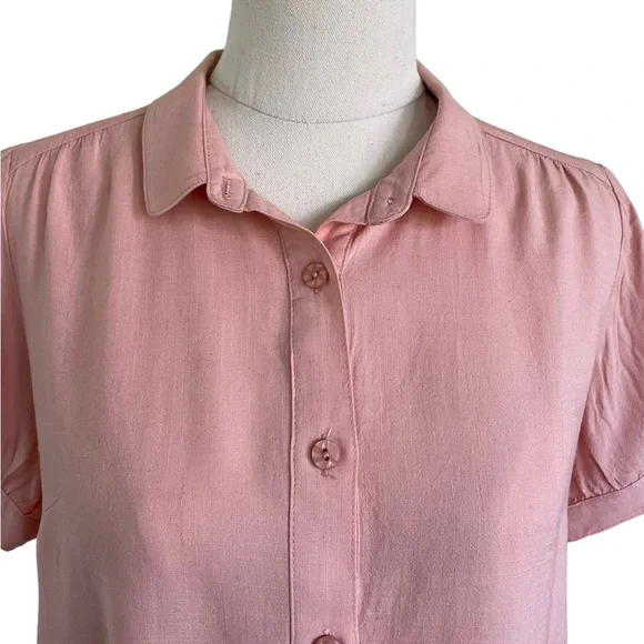 PRINCESS HIGHWAY Sz8 Peach puff sleeve button down collared top - Picture 3 of 10